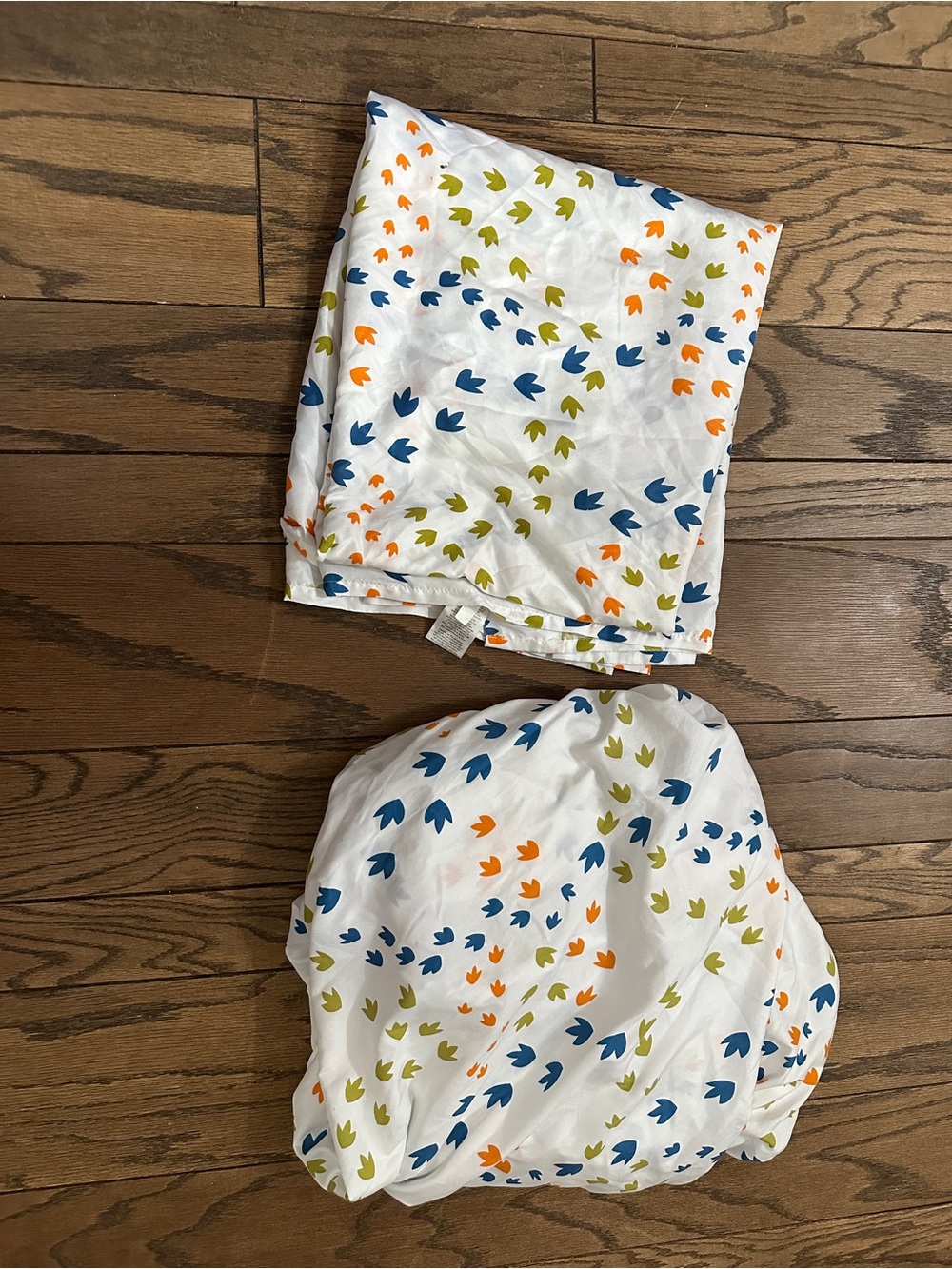 Multicolored Dinosaur Foot Prints Twin Sheet Set: Flat and Fitted Sheets